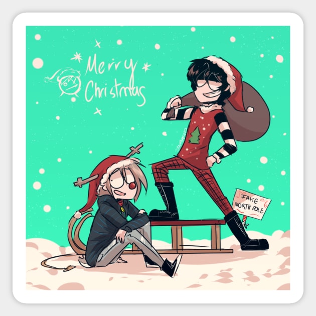 Drexel and Bernard Santa's Sleigh Color Sticker by JinxPiperXD